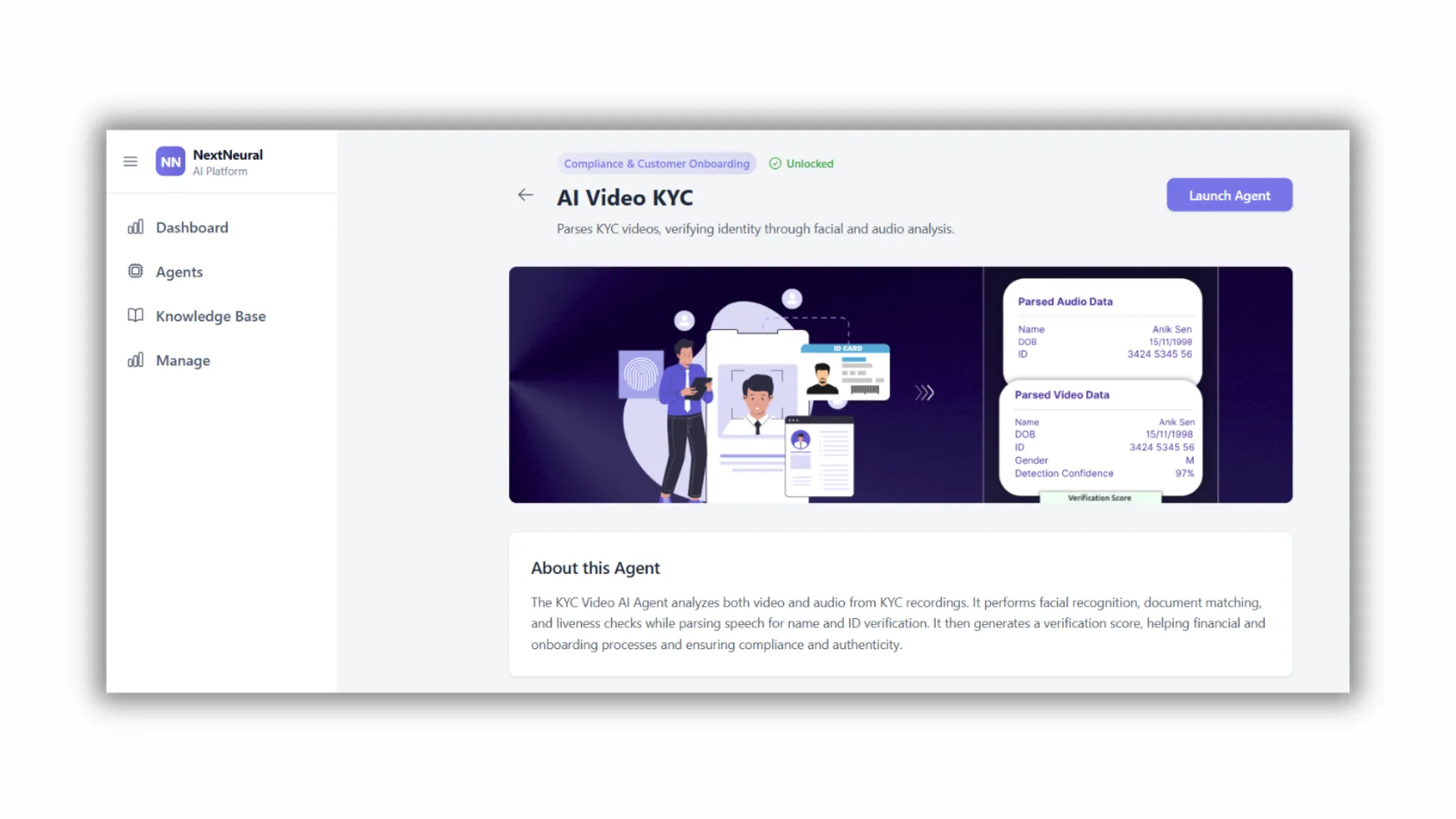 AI Video KYC Verification Agent interface